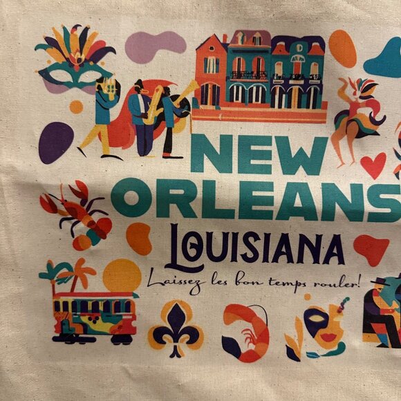 New Orleans Louisiana Canvas Tote Bag Mardi Gras NOLA Travel Souvenir Reusable - Picture 6 of 12